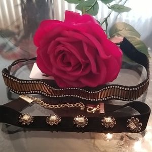 Vintage Women's Dazzling Black Velvet Chokers